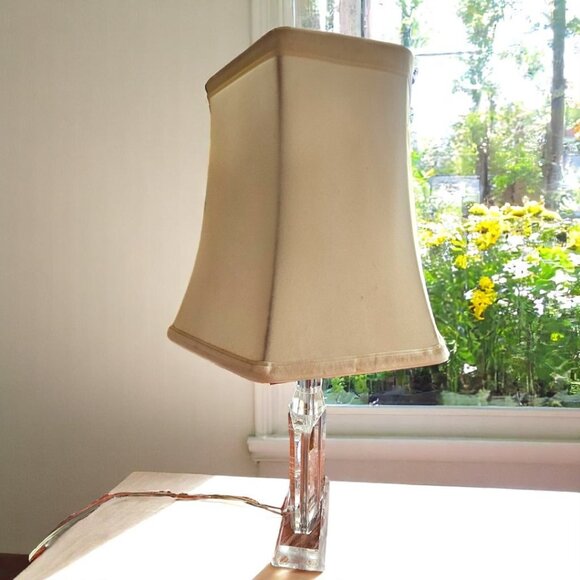 MId-Century Solid Crystal 21" Table Lamp with Shade - Picture 4 of 10